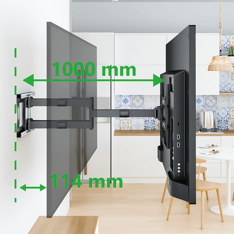 XTRARM Cratos 100 cm double rotation VESA 600 TV - Support TV mural Noir