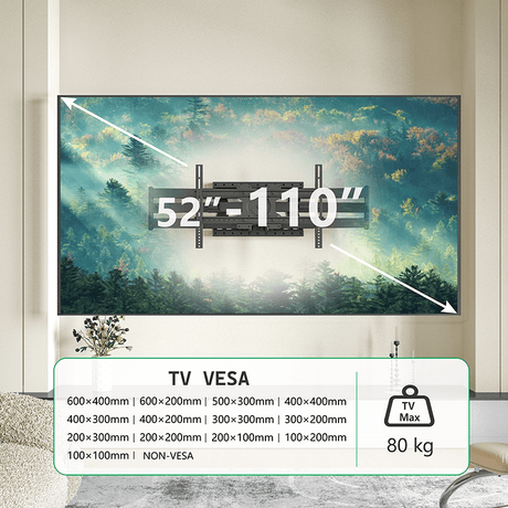 XTRARM Cratos 120 cm double rotation VESA 600 TV - Support TV mural Noir