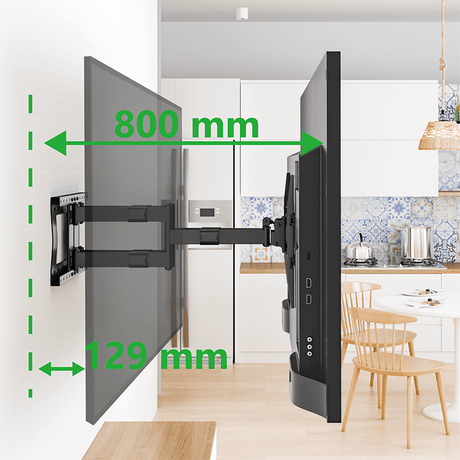 XTRARM Cratos 80 cm double Rotation VESA 600 - Support mural TV Noir
