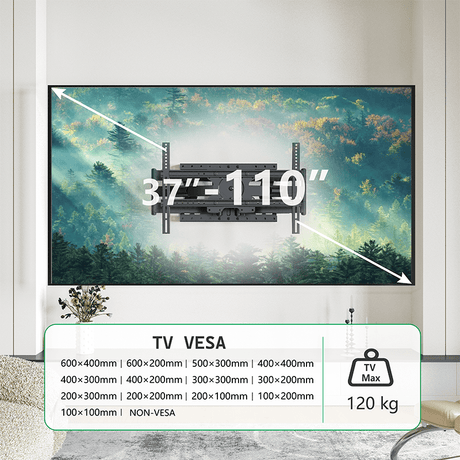 XTRARM Cratos 80 cm double Rotation VESA 600 - Support mural TV Noir